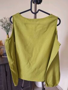 Imara Lime Green Cold Shoulder Top