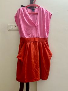 Color Block Pockets Dress