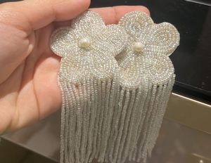 Flower Beaded Tassel Earrings