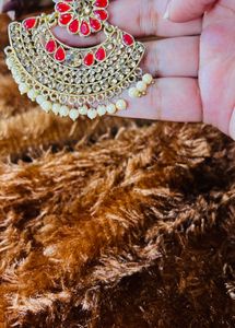 Beautiful Red Stone, Chand Bali❤️