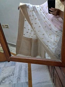 Elegant White & Gold Banarasi Saree