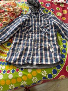 Blue Plaid Hooded Jacket