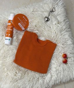 Orange Ribbed Tank Top