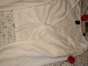 Cream Waffle Knit Twist Top
