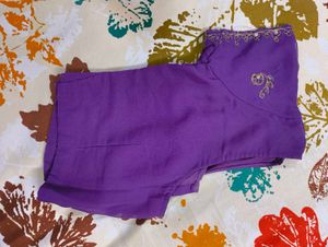 Purple Saree with stiched blouse
