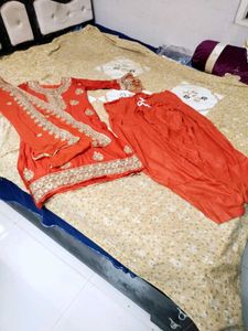 Elegant Red Embroidered work Kurta Set