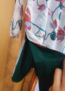 Party Wear 2piece Suit White And Green