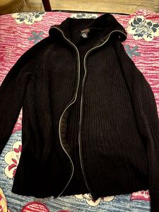 Black Zip-Up Knit Jacket