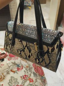Unique Snakeskin &amp; Rhinestone Handbag