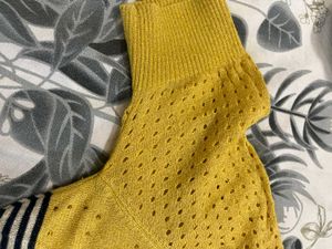 Shimmer Yellow With Blue Strip Top