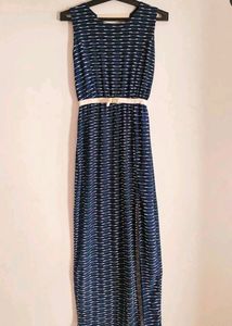 Full length dress with a knee cut