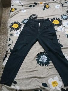 High Waist Black Jeans 5buttons trending