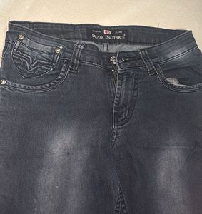 Black with white shade Midwaist Denim Jeans