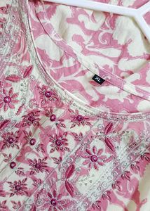 Pink Embroidered Floral Dress