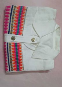 White Embroidered Denim Jacket