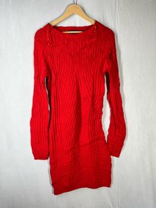 Red Knit Sweater Dress