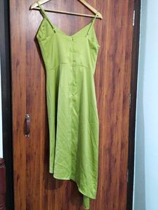 Lemon Green Solid Western Dress For Women