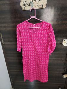 Pink Printed Kurta with trendy sleeves
