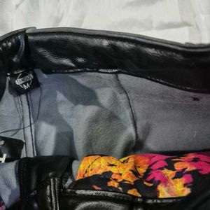 Warm Black Faux Leather Pants|straight fit