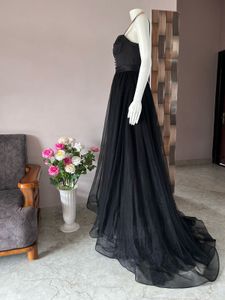 Black Tulle Satin Corset Style Gown