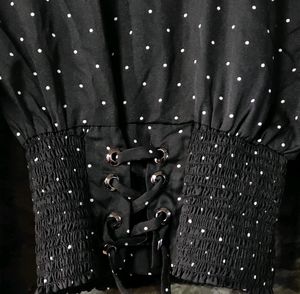 Crop Black Tie Up Top