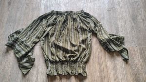 Chic Off-Shoulder Striped top bell sleeves