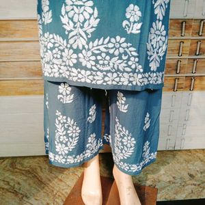 Pure Chikankari Lakhnowi Rayon Plazzo Set