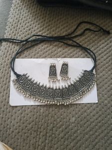 Silver Tone Necklace and Earring Set
