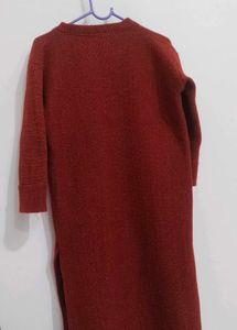 Red Knit Duster Kurti for Women