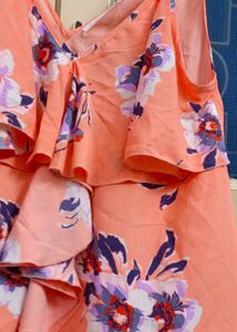 Floral Ruffle Tank Top🧡🤍