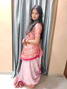 Elegant Pink Banarasi Saree