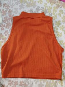 Orange Mock Neck Crop Top