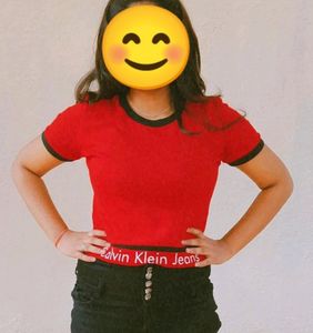Red Colour Cute Crop Top 👕