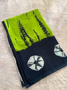 Green & Black Pure Cotton Saree