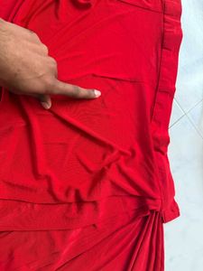 Elegant Red Saree with readymade blouse