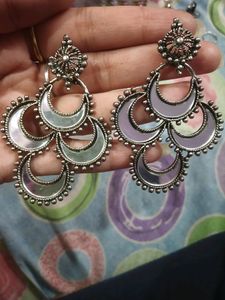 Silver Oxidized Heavy Earrings