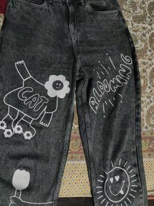 Painted Graphic Jeans