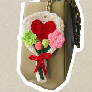 Crochet Love Bouquet Keychain