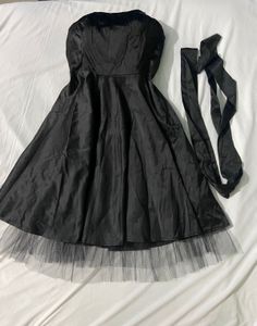 Black Bustier Satin Bandeau Dress Evening