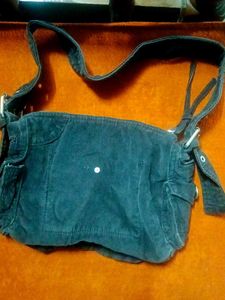 Dark Grey Jeans Velvet Shoulder Bag - Y2K Style