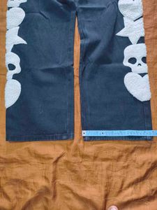 &#39;BLACKAIR&#39; Y2K Skull Patch Denim