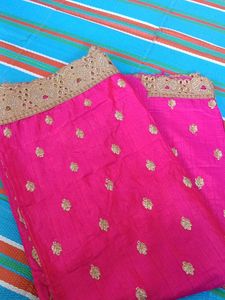 Pink Ethnic Saree with Gold Detail