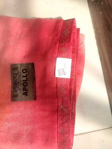 Orange &amp; Pink Floral Saree