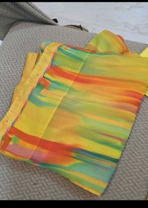 Yellow Georgette Saree With Blouse Peticoat