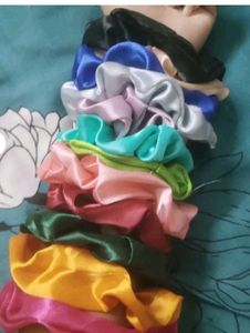 Premium Silk Satin Scrunchies (Pack Of 6 )