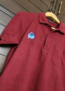 Unirex Men Red Cotton Mix Casual Polo Tshirt
