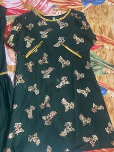Green Floral Kurta Palazzo Set