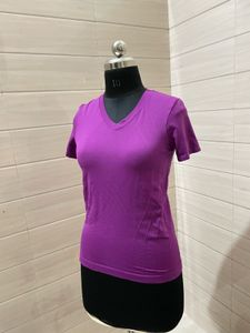 champion Purple V-Neck T-Shirt
