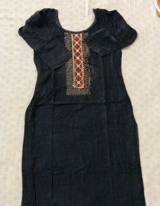Embroidered Black Kurta