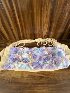 Floral Applique Tie Top Colorful